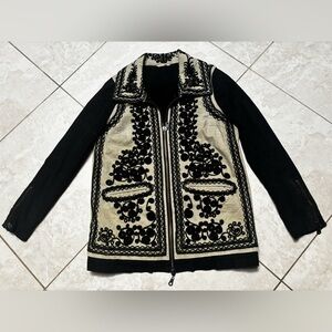 Free People Black and Cream Embroidered Jacket